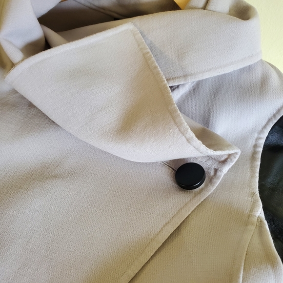 NWT$750 Mackage Shea Vane Draped Wrap Leather-Sleeve Wool Coat Jacket - Picture 13 of 16